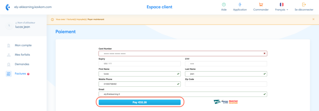 Paiement par carte