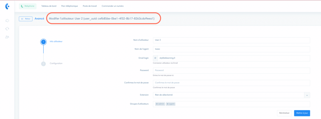 Retrouvez votre user uuid 