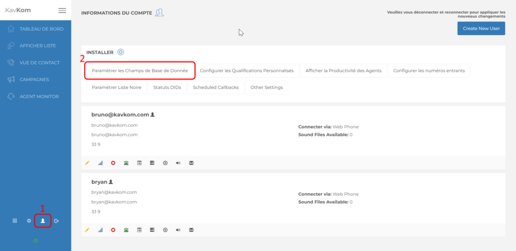 Configurer les champs de données