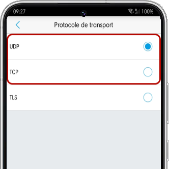 Protocole de transport de Grandstream Wave Lite
