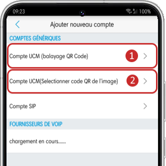 Compte code QR dans  Grandstream Wave Lite