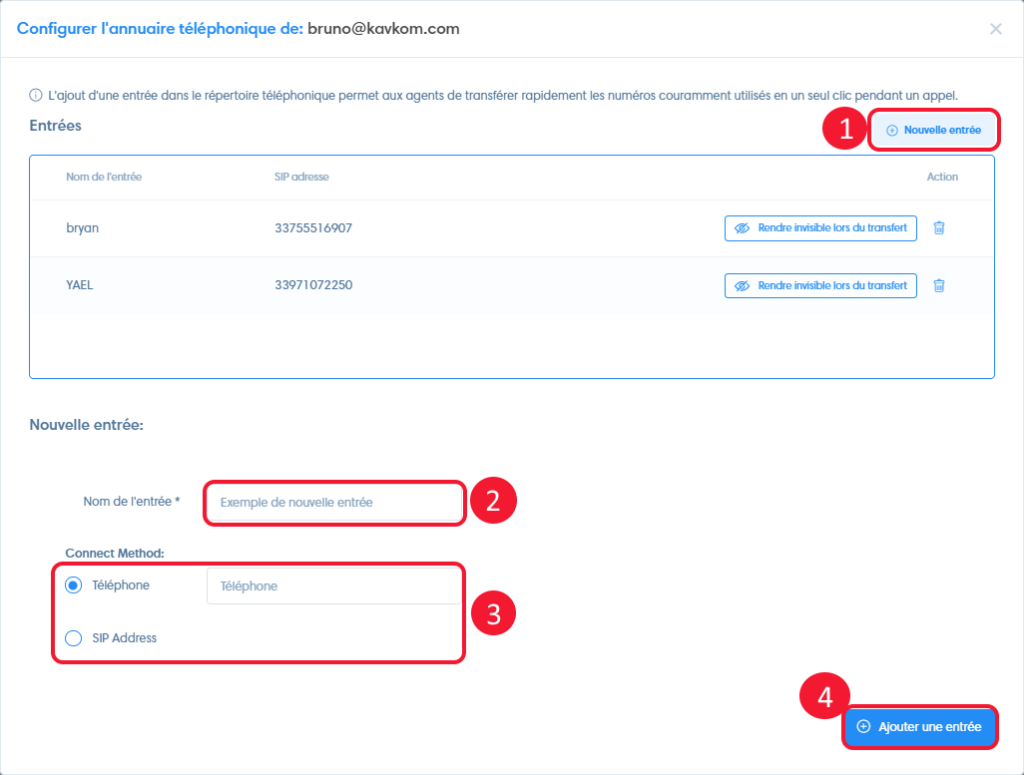 predictif reglages utilisateurs annuaire