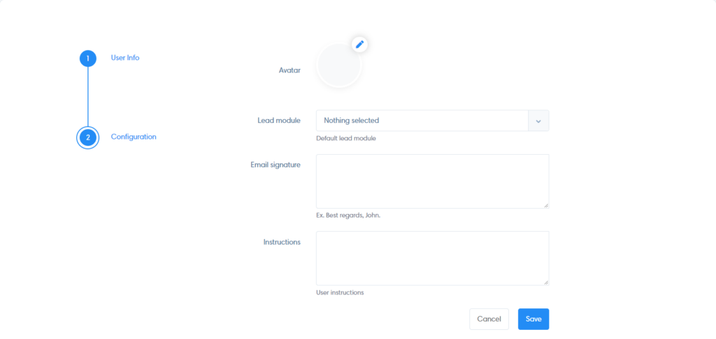 user configuration