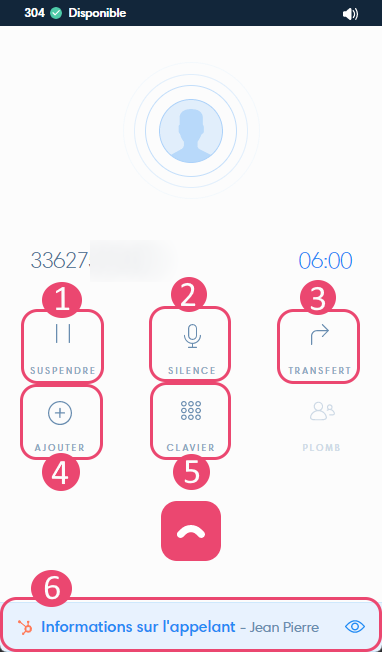 Kavkom Webphone in-call view